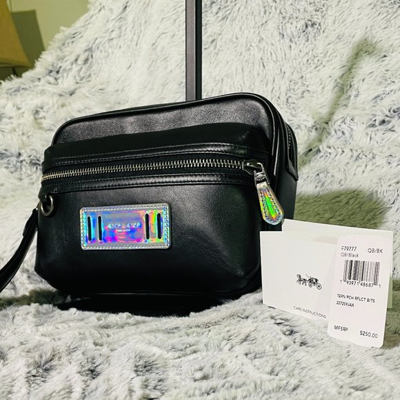 BNWT - COACH TERRAIN POUCH IN BLACK W/REFLECTIVE DETAILS (F79777) - Picture 2 of 15